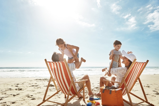 Family at beach
